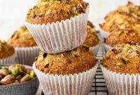 Moist Pistachio Muffins with Lemon Glaze