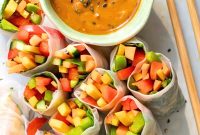 Gluten-Free Vegetarian Summer Rolls with Creamy Peanut Sauce