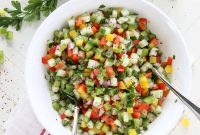 Mediterranean Cucumber and Bell Pepper Salad with Feta and Herbs