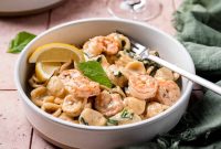 Lemon Garlic Shrimp Orecchiette with Creamy Sauce