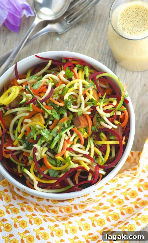 Vegetable Noodle Salad with Orange-Peanut Dressing 2 Spiralized veggie noodles with peanut sauce