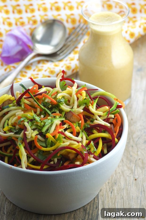 Vegetable Noodle Salad with Orange-Peanut Dressing 3 Spiralized veggie noodles with peanut sauce