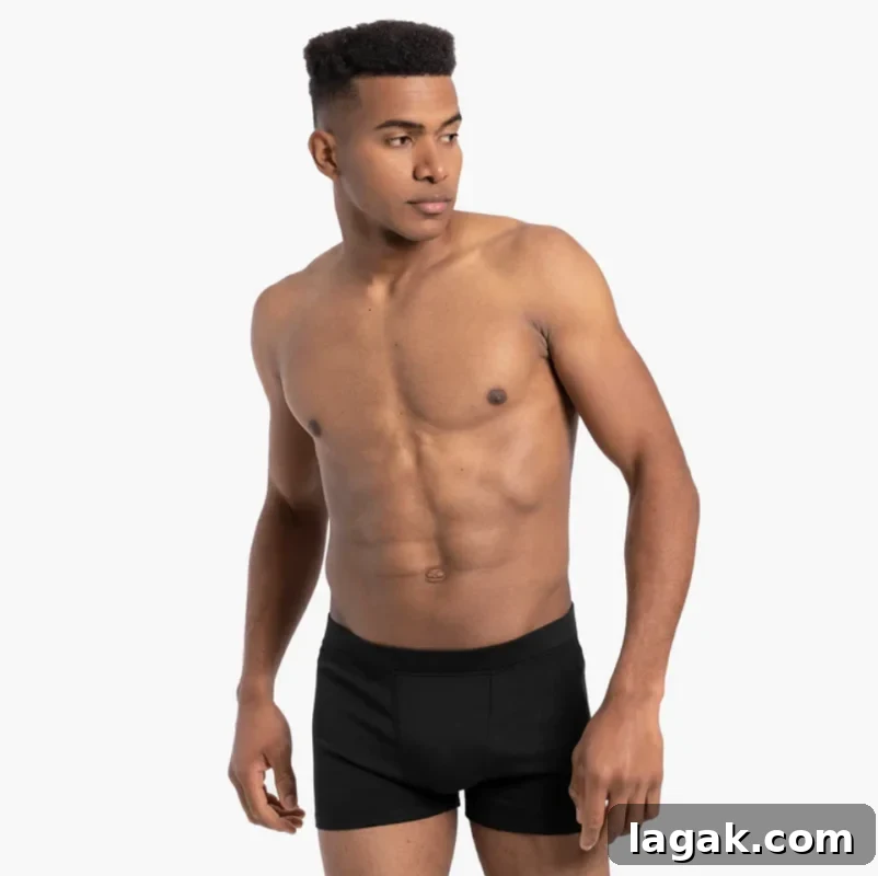 Underwear Brands for Sensitive Skin: Top Picks for Adults & Kids 14 a man wearing a non-toxic underwear for sensitive skin from Aya