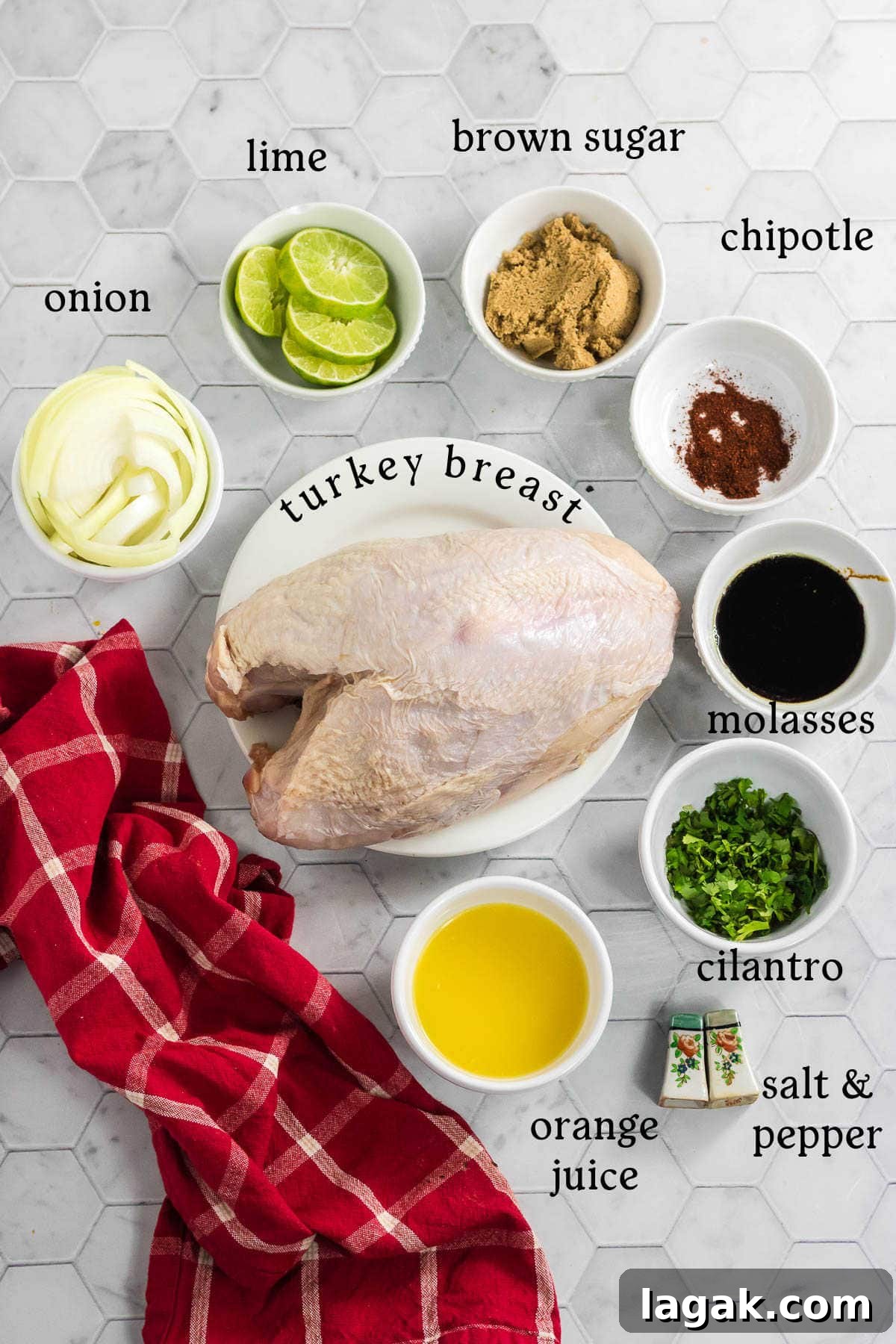 Chipotle Citrus Turkey Breast Slow Cooker Recipe 3 The recipe ingredients laid out with text labeling each.