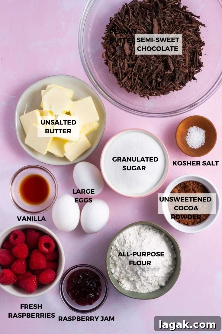 ingredients for raspberry brownies