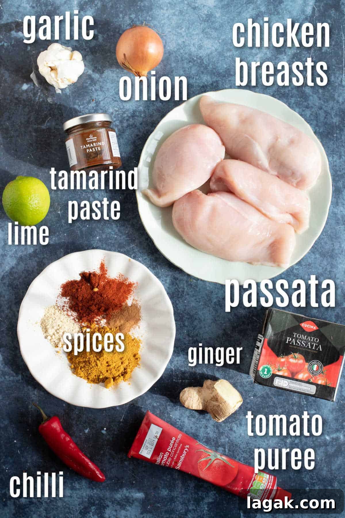 Authentic Chicken Pathia Curry Recipe — Tangy Spiced Chicken 3 Ingredients to make chicken pathia curry.