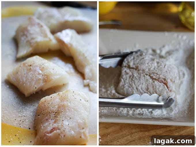 Pan-Seared Cod with Classic Meunière Sauce 2 Process shots of making pan fired cod