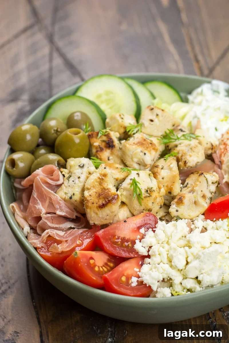 Greek Chicken Power Bowls for Low-Carb Meal Prep 3 Try these Greek Chicken Power Bowls perfect for a low carb dinner or easy, healthy meal prep!