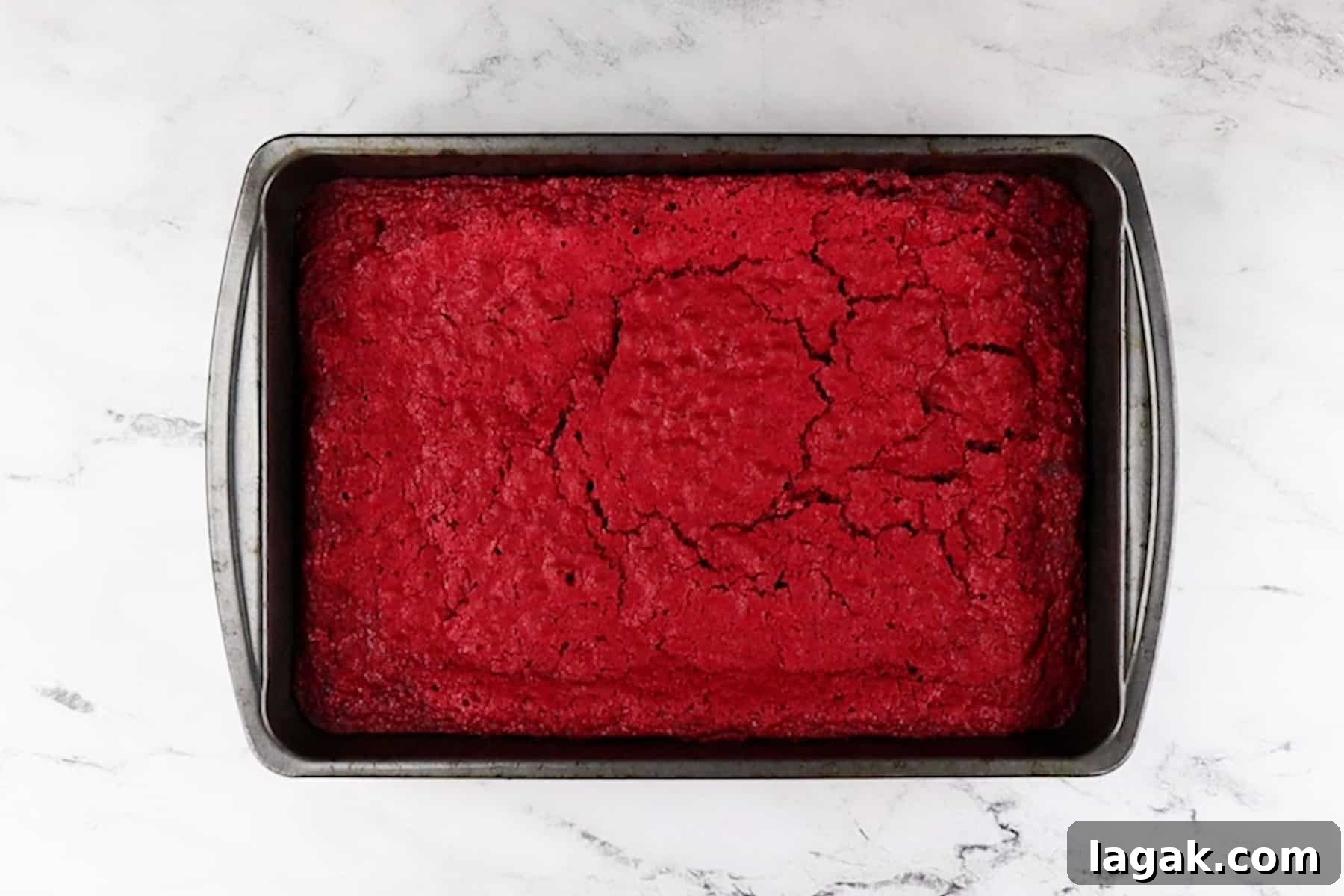 Red Velvet Brownies Recipe with Cream Cheese Swirl 10 red velvet brownies after baking in pan