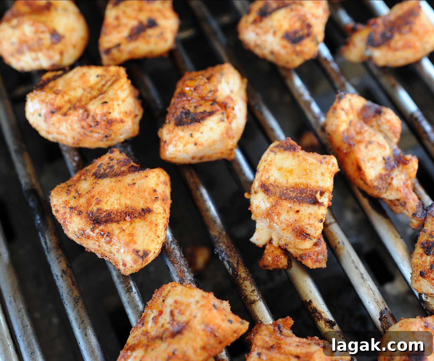 Grilled Chick-fil-A Style Chicken Nuggets Recipe 5 Chick-Fil-A Nuggets on grill