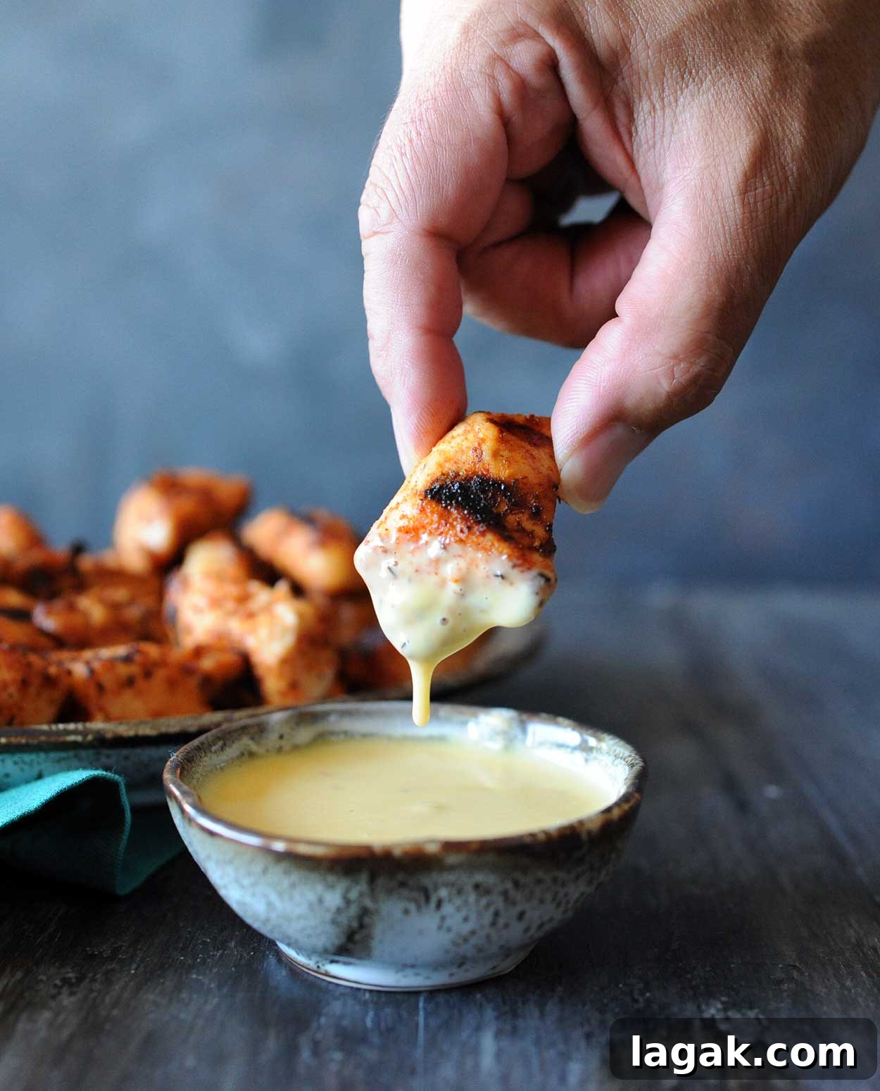 Grilled Chick-fil-A Style Chicken Nuggets Recipe 6 Grilled Chick-Fil-A Nuggets dipped in honey mustard