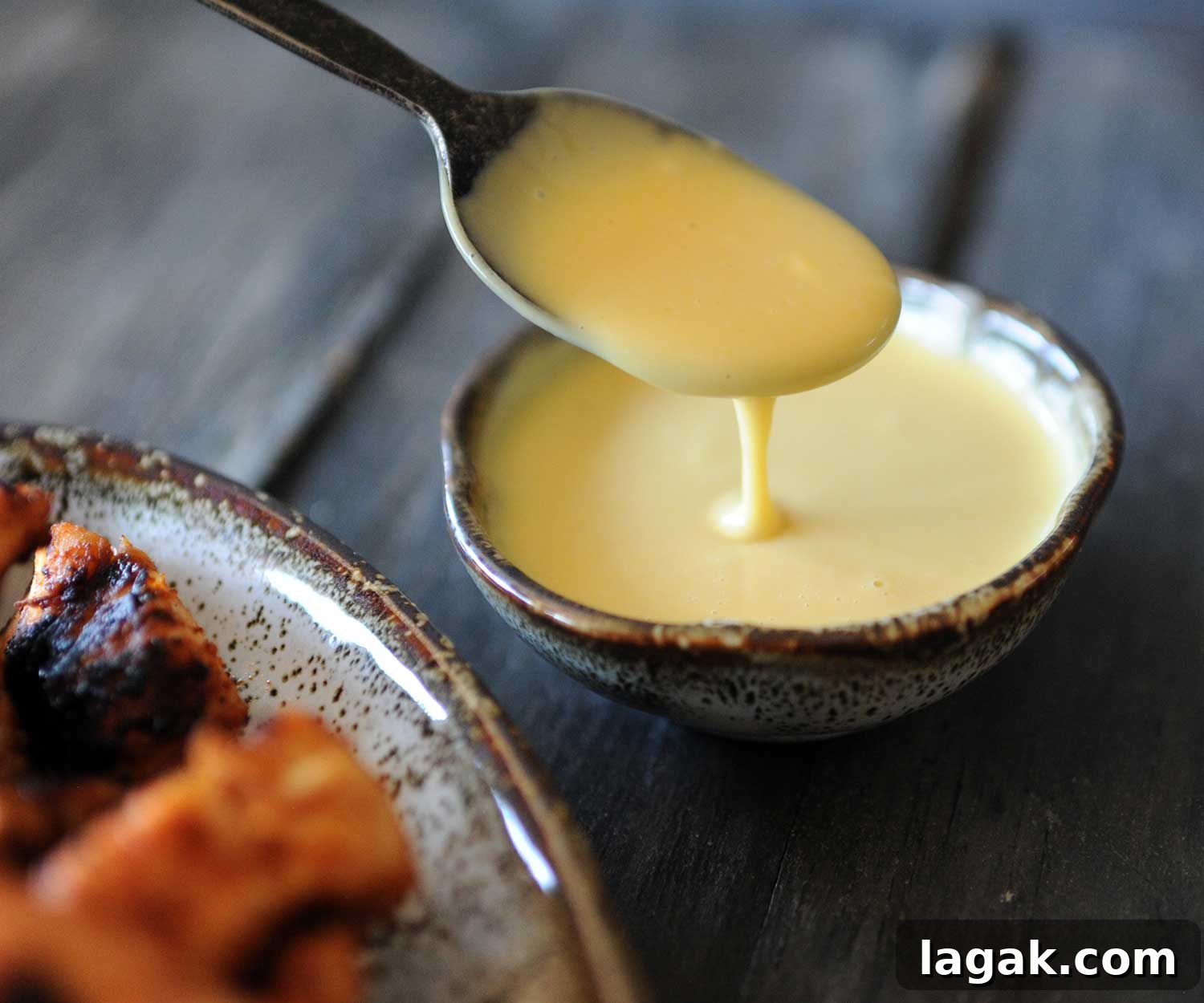 Grilled Chick-fil-A Style Chicken Nuggets Recipe 7 spoon with honey mustard dipping sauce