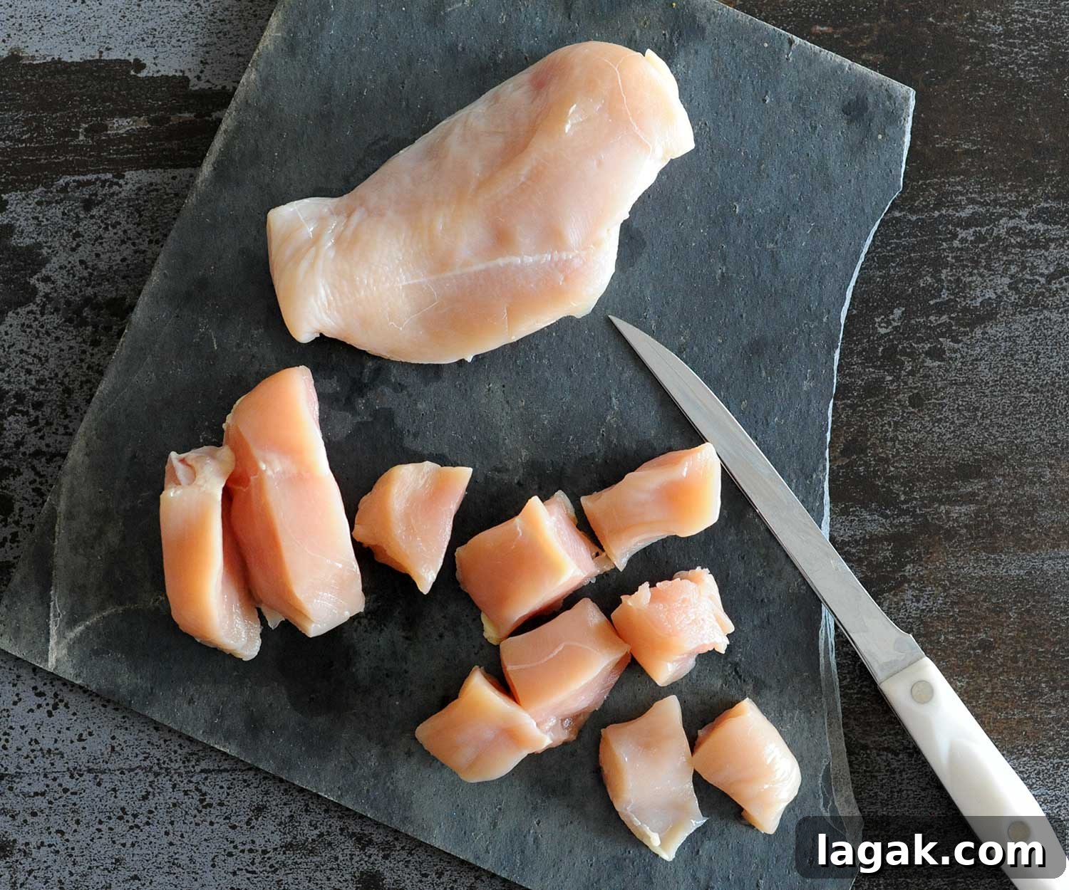 Grilled Chick-fil-A Style Chicken Nuggets Recipe 8 slicing chicken breast into nuggets
