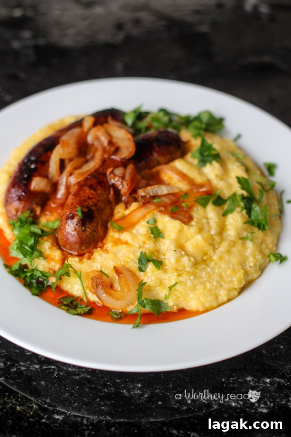 Cheesy Grits & Lamb Sausage plated