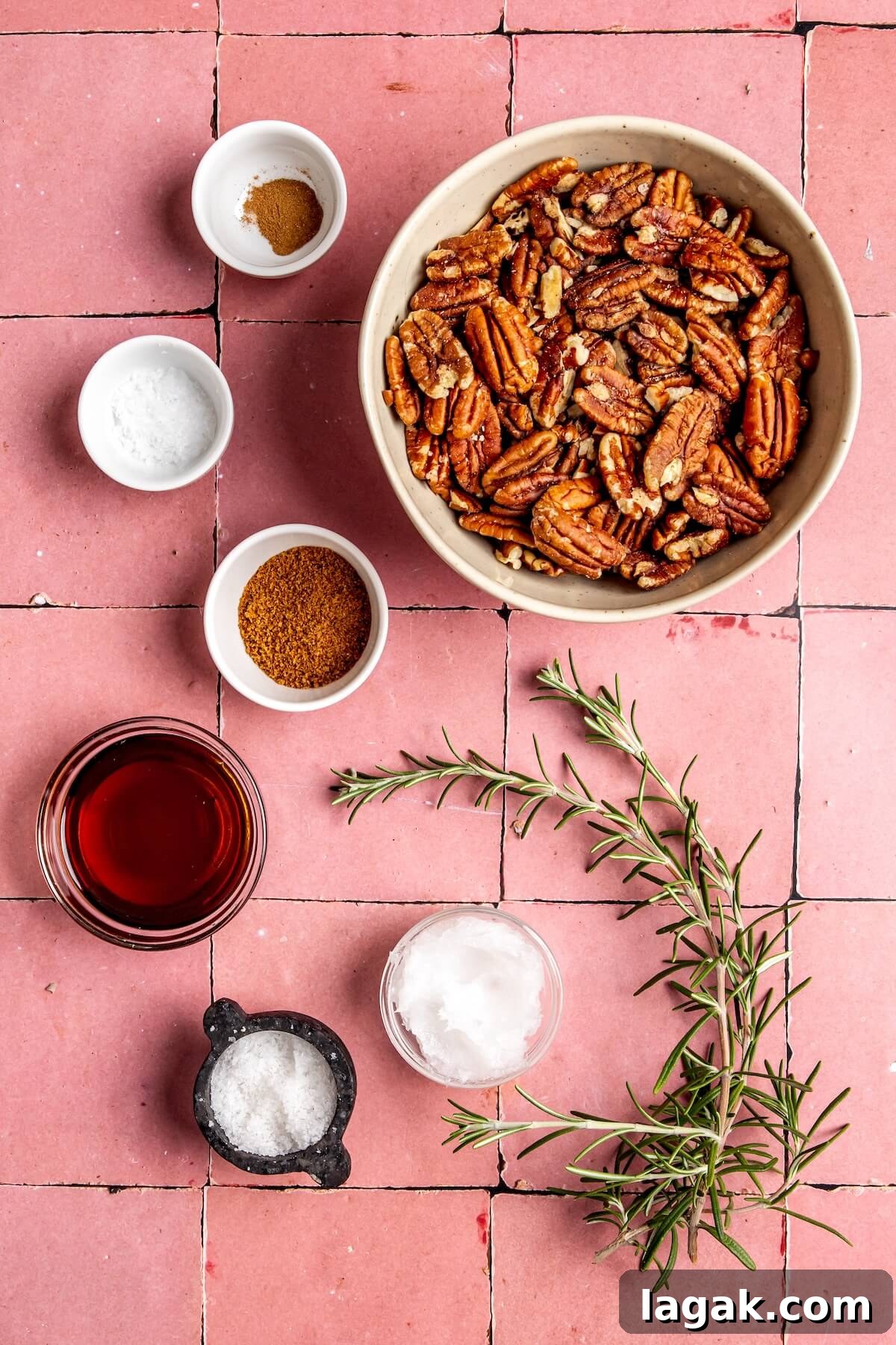 Maple-Roasted Rosemary Pecans: Sweet & Savory Snack Recipe 6 Ingredients for Maple Roasted Candied Rosemary Pecans - Olivia Adriance