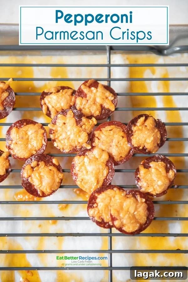 Pepperoni parmesan crisp on a baking cooling rack