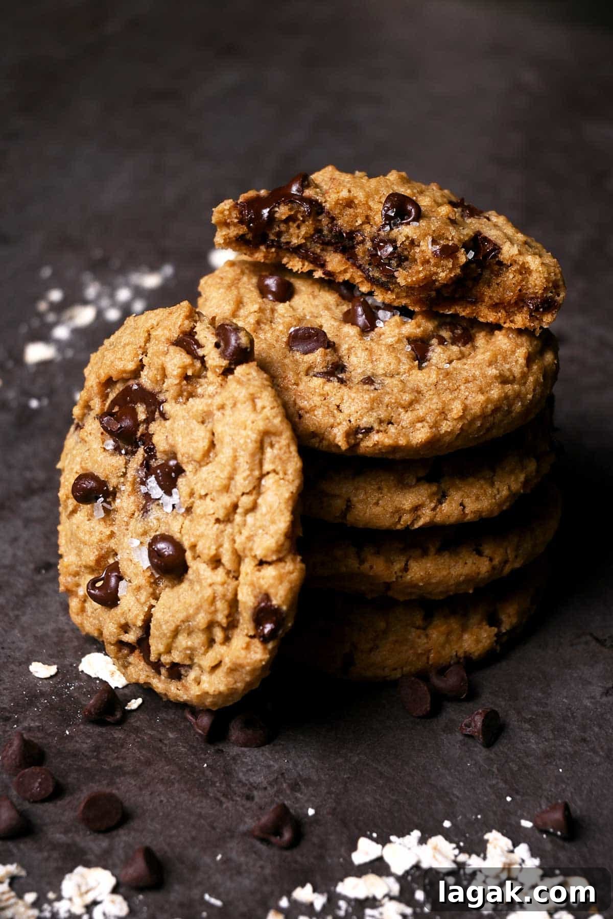 Chewy Oat Flour Chocolate Chip Cookies Recipe 3 gluten free chocolate chip cookies with sea salt flakes