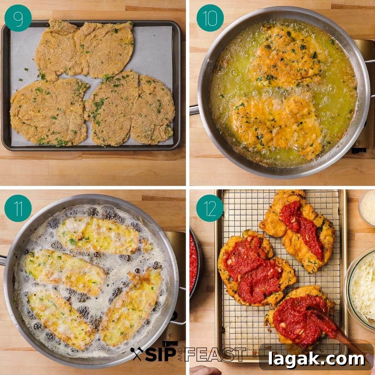 Chicken and Eggplant Parmesan Recipe: Crispy Baked Italian Casserole 7 Recipe process shot collage group number three.