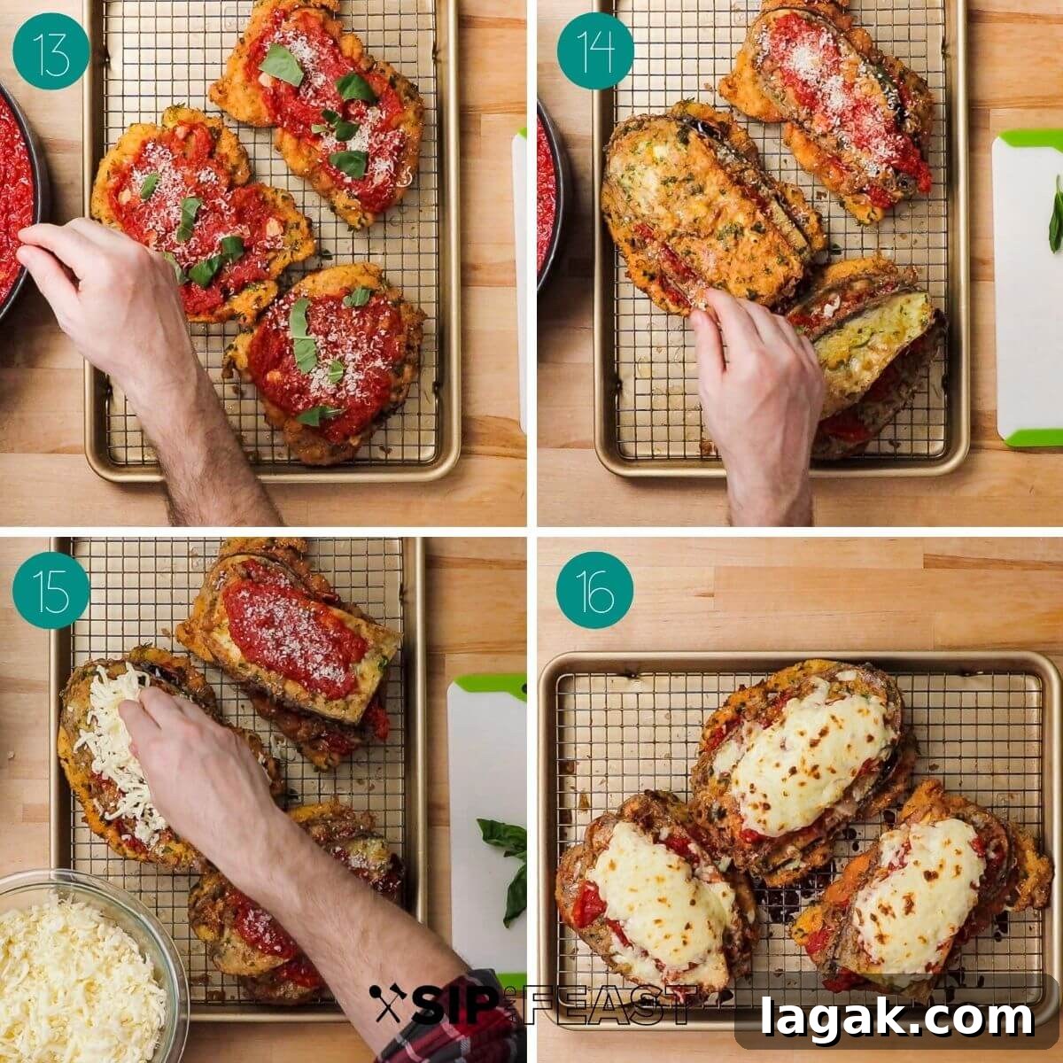 Chicken and Eggplant Parmesan Recipe: Crispy Baked Italian Casserole 8 Recipe process shot collage group number four.