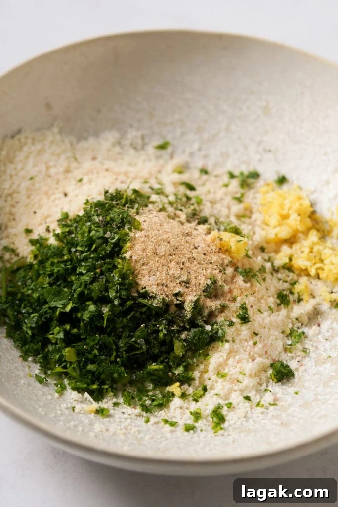 panko parmesan mixture before mixing