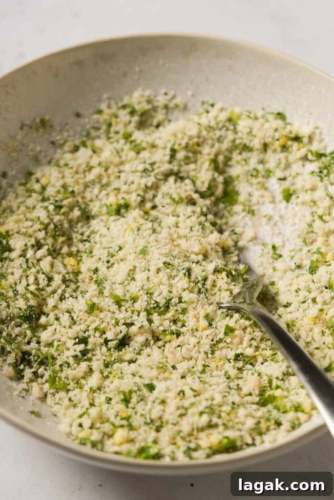 panko breadcrumb and parmesan crust mixture