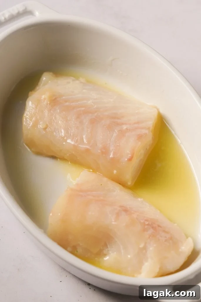 cod fillets coated in butter