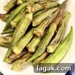 Crispy Grilled Okra with Zesty Lemon and Garlic 2 Platter of grilled okra.