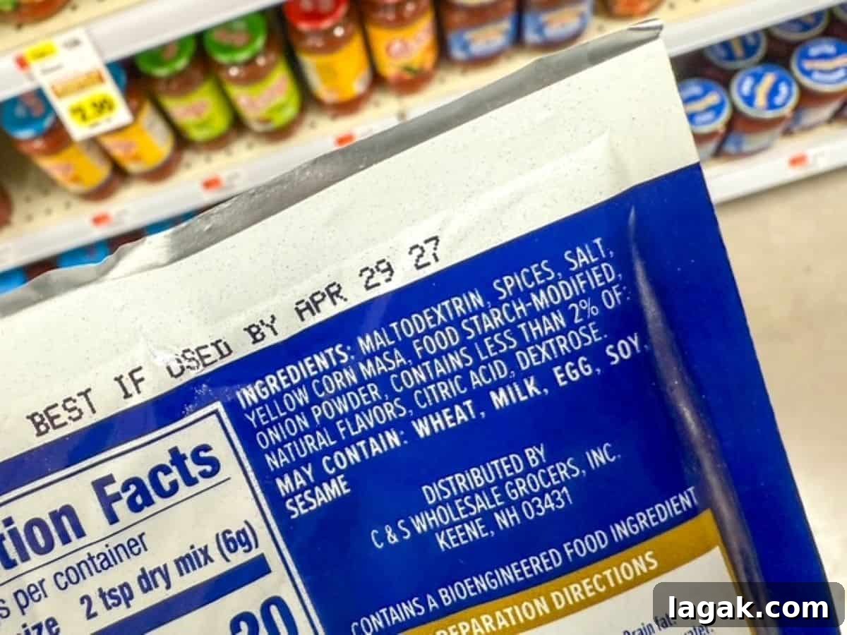 Ingredients list on the back of a packet of store-bought taco seasoning.