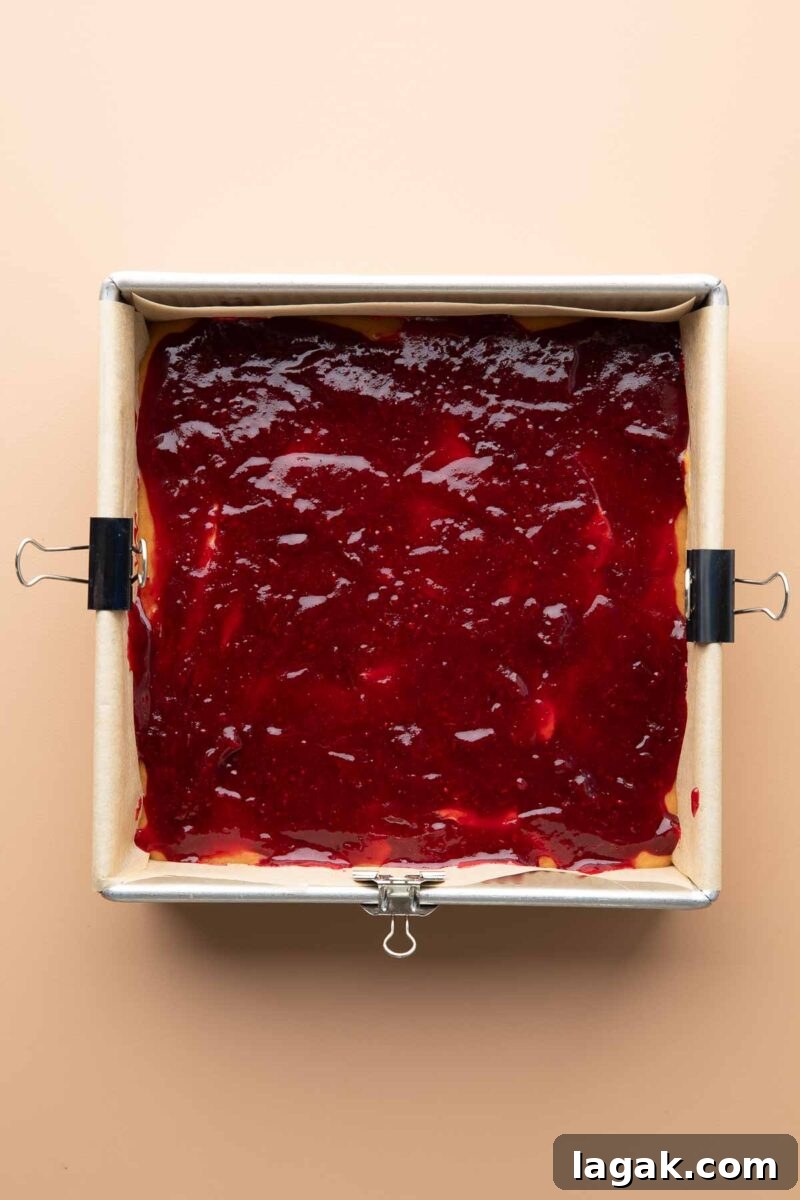 leftover cranberry sauce topping for pumpkin coffee cake in a square 8x8 baking pan