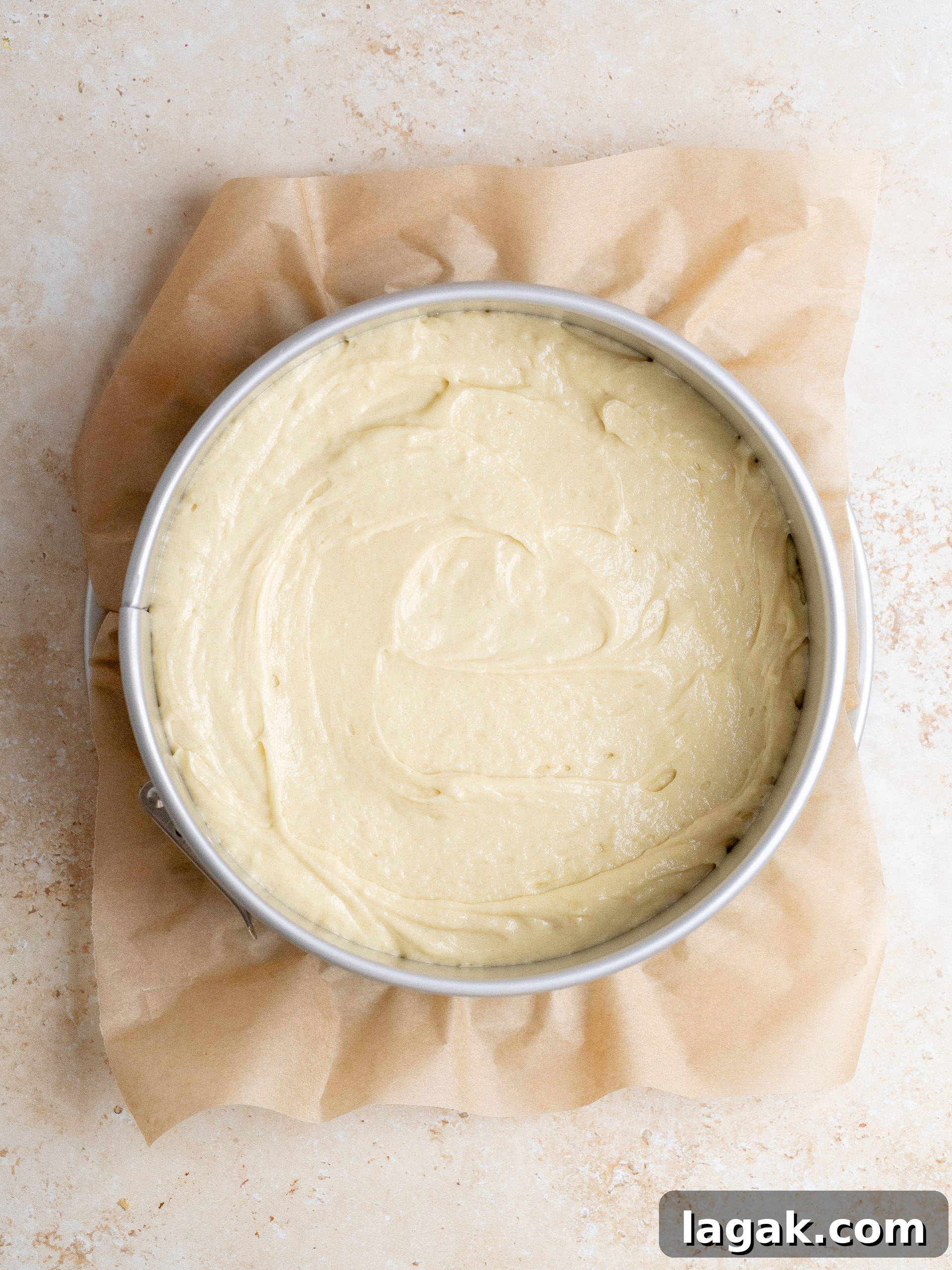 Fresh Berry Cream Cake Recipe with Light Whipped Filling 4 Cake in pan