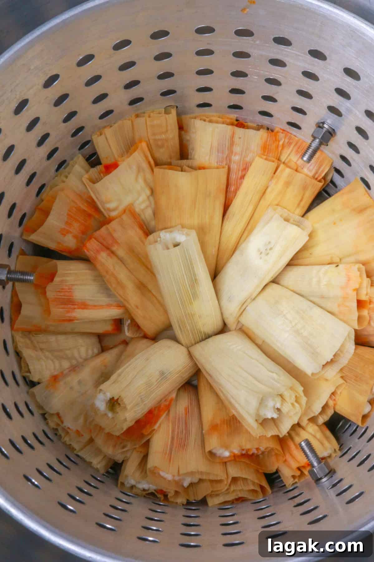 Refried Bean Tamales Recipe – Authentic Mexican Tamales 12 Tamales in steamer
