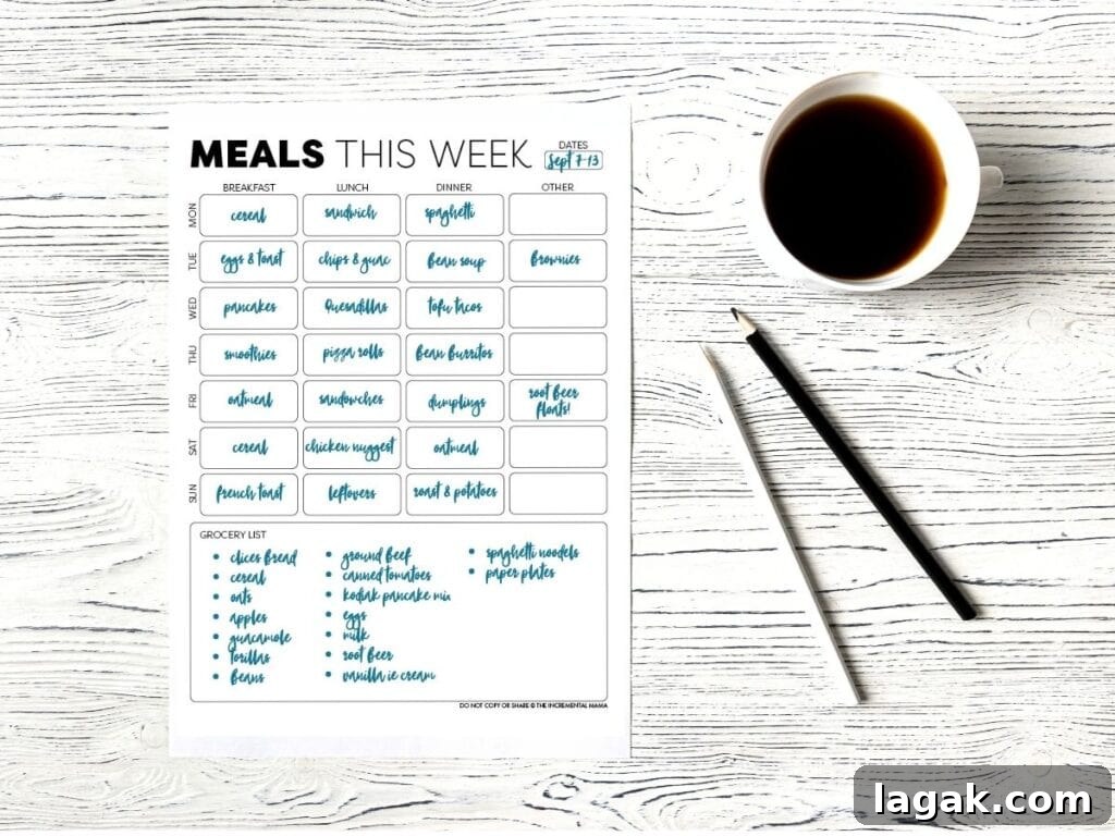 Family Meal Planning Guide with Free Printable Templates 5 meal plan for a family