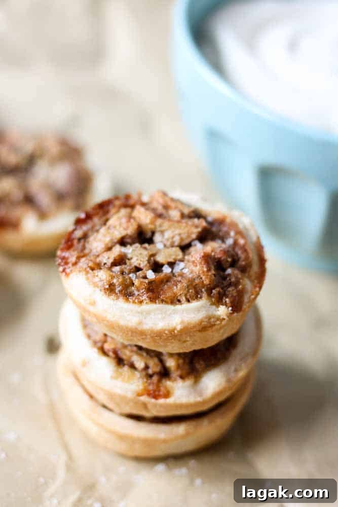 Mini pecan pies are the perfect, bite-sized dessert recipe! These easy pies are filled with pecans and topped with whipped cream. They're a great recipe for a crowd! mini pecan pies