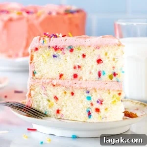 Funfetti Cake from Scratch Filled with Sprinkles 7 Slice of homemade funfetti cake