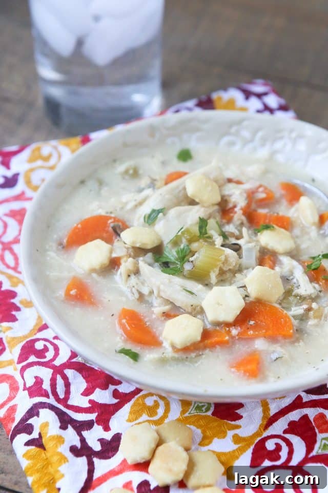 Slow Cooker Creamy Chicken and Wild Rice Soup Slow Cooker Creamy Chicken and Wild Rice Soup - milk, chicken, vegetables and whole grains for a hearty family dinner