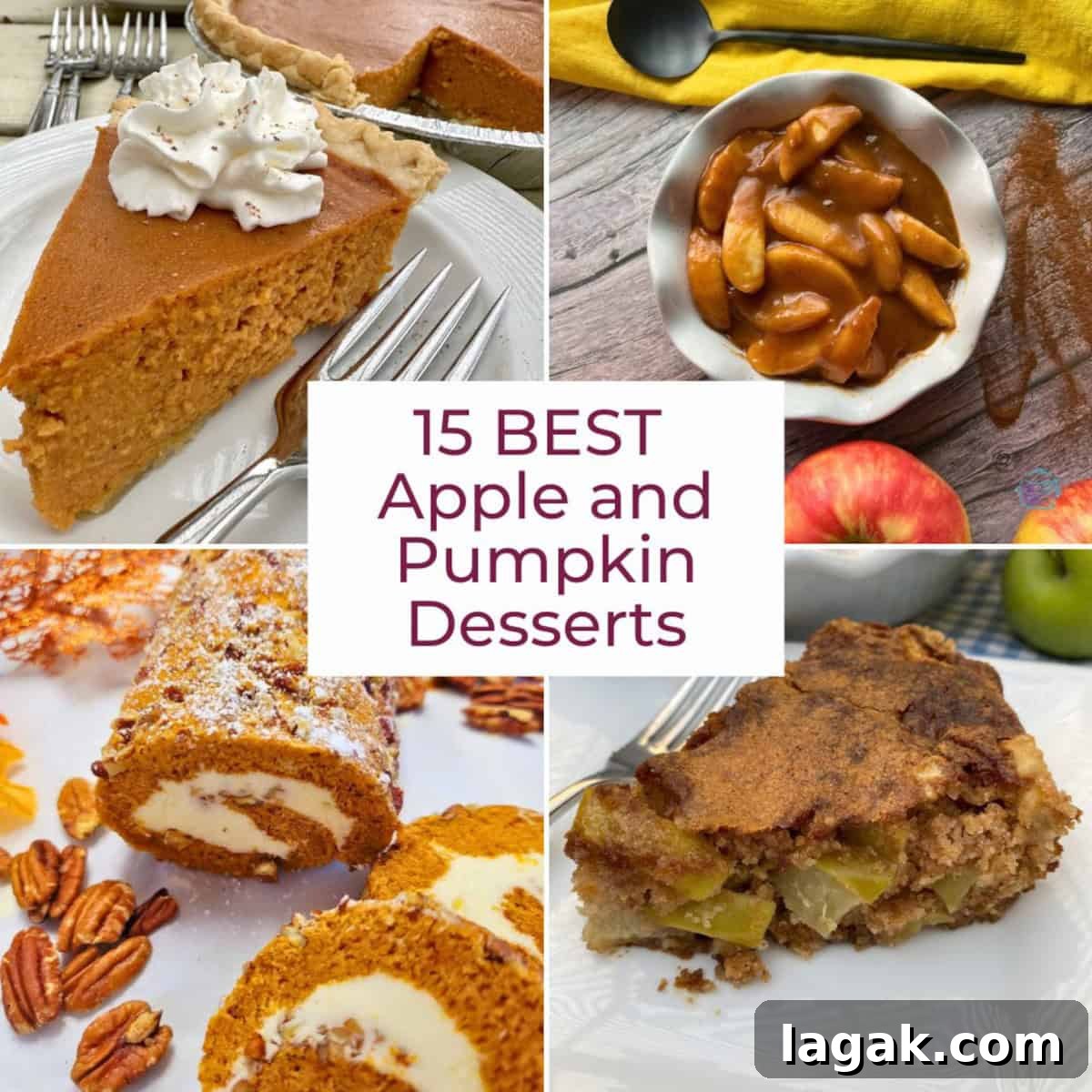 Top Apple and Pumpkin Desserts: 15 Fall Recipes to Try 2 An collage of recipes using pumpkin and apple.