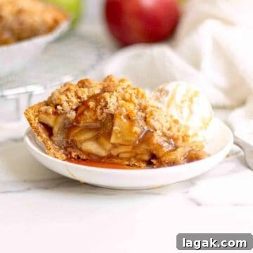 Top Apple and Pumpkin Desserts: 15 Fall Recipes to Try 11 A slice of apple pie on a plate with a scoop ice cream.