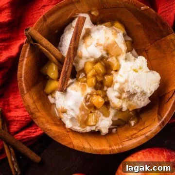 Top Apple and Pumpkin Desserts: 15 Fall Recipes to Try 17 Caramel apple sauce on a bowl of ice cream with cinnamon sticks on the side.