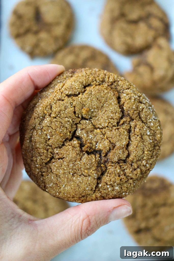 Gluten-Free Ginger Cookies — Nut-Free Recipe for Crisp, Spiced Cookies 5 Cracks on molasses cookie with sanding sugar