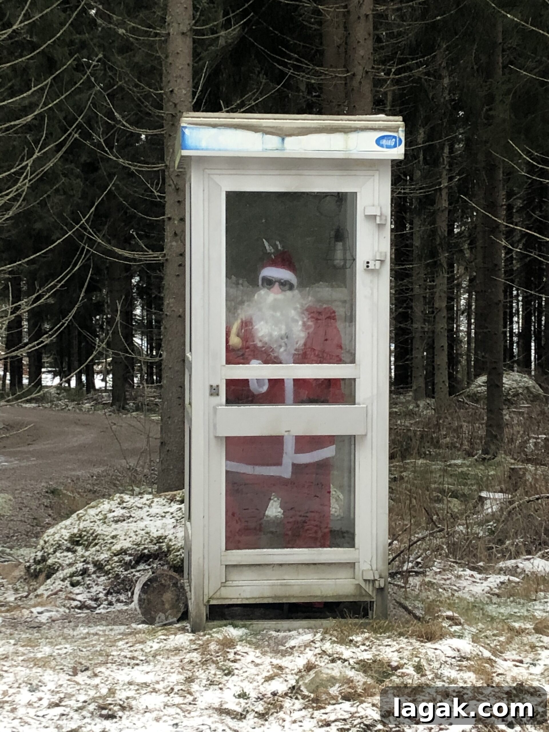 Santa in a phone booth