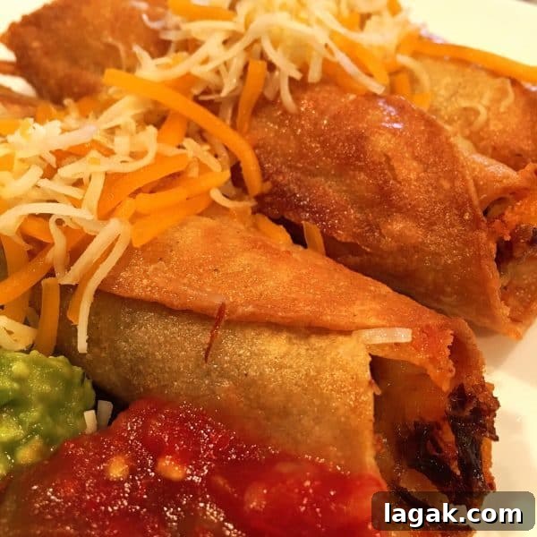 Crispy Homemade Taquitos Recipe 2 Taquitos with cheese and guacamole