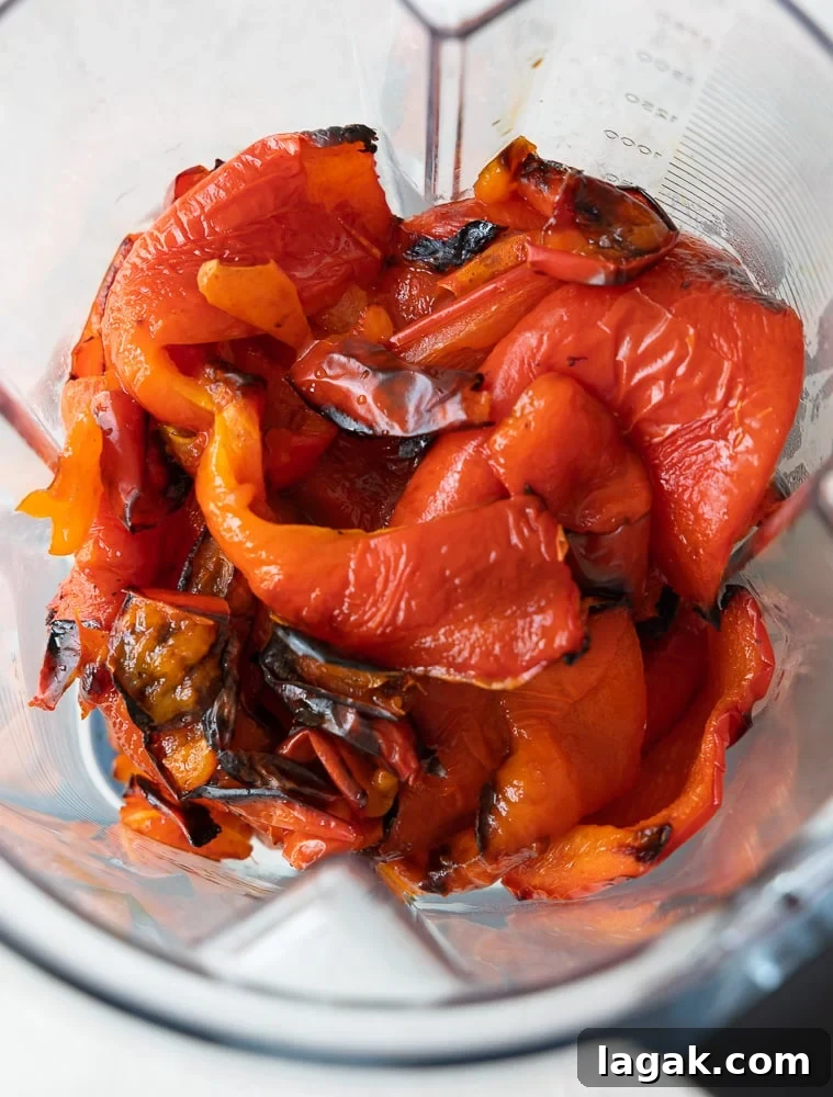 Sheet Pan Roasted Red Pepper Soup Recipe 3 roasted pepper in a blender