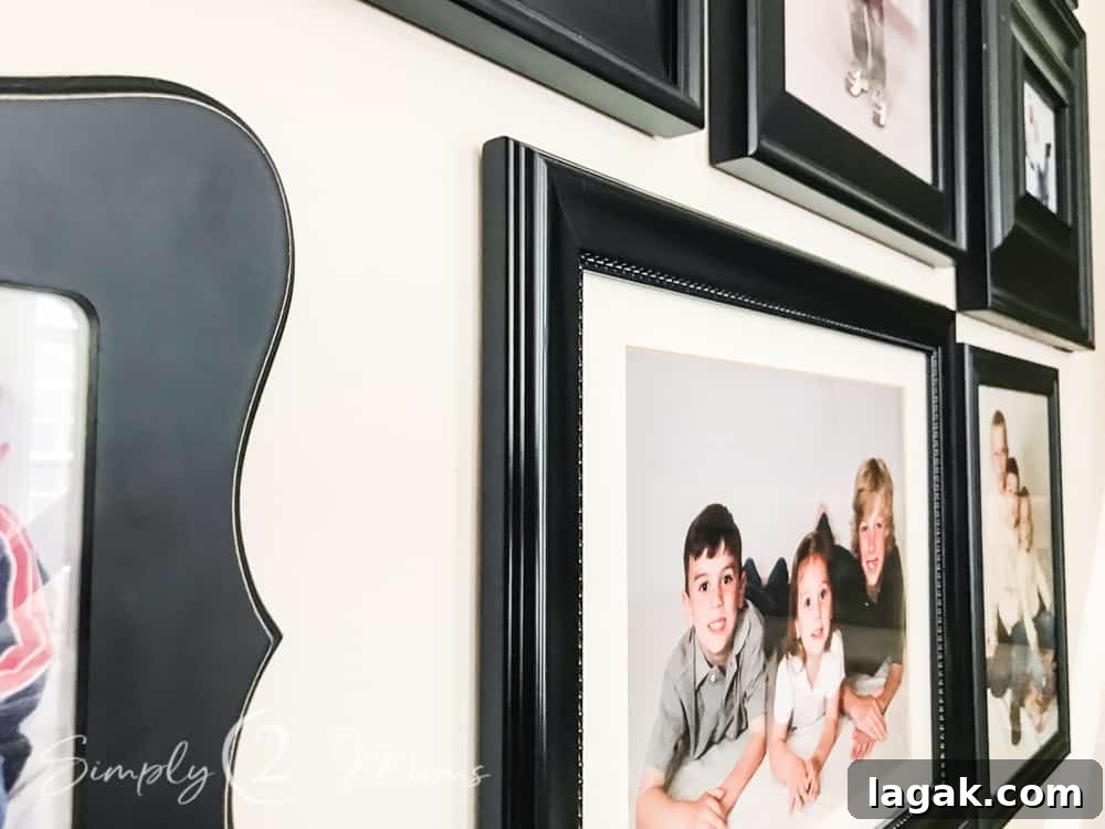close up of corner of photo frame hanging on wall