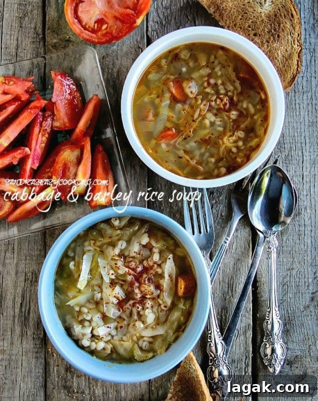 Hearty Cabbage and Barley Soup with Rice 2 Cabbage and Barley Rice Soup