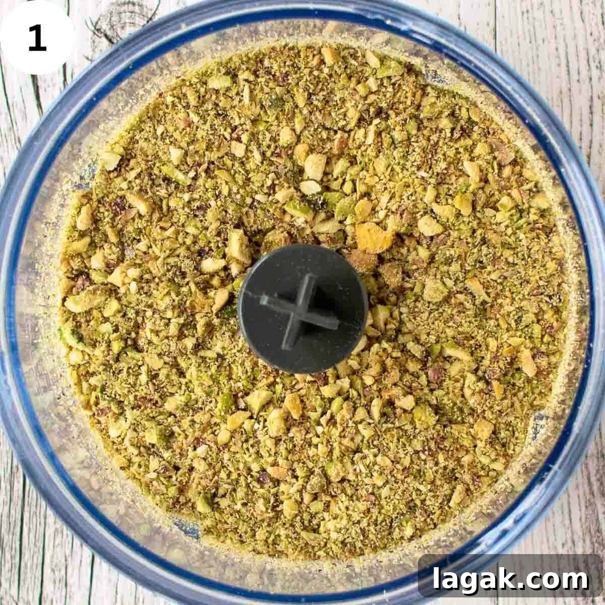Moist Pistachio Muffins with Lemon Glaze 4 Pistachio nuts finely chopped in a food processor.