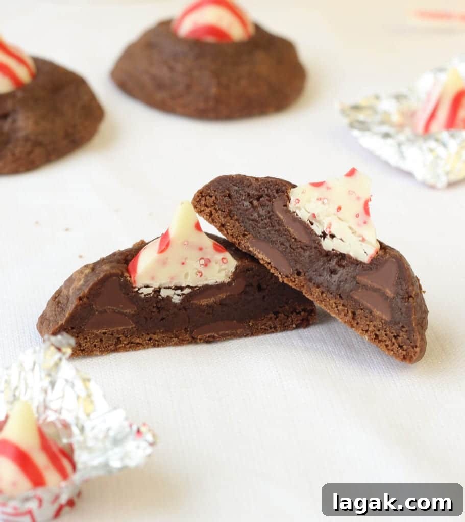 Double Chocolate Peppermint Kiss Cookies