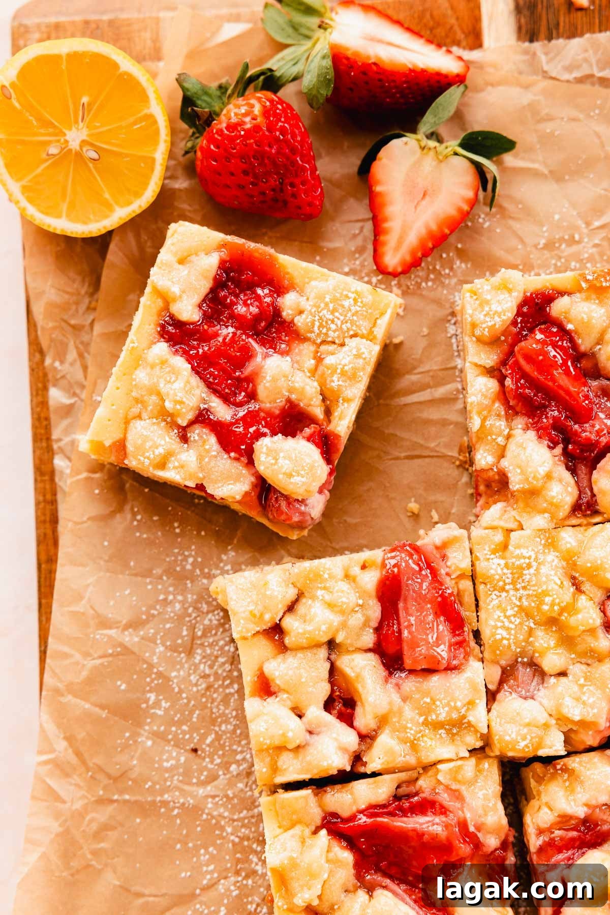 Strawberry Lemon Bars Recipe with Zesty Shortbread Crust 17 gooey lemon shortbread bars with strawberries and crumble