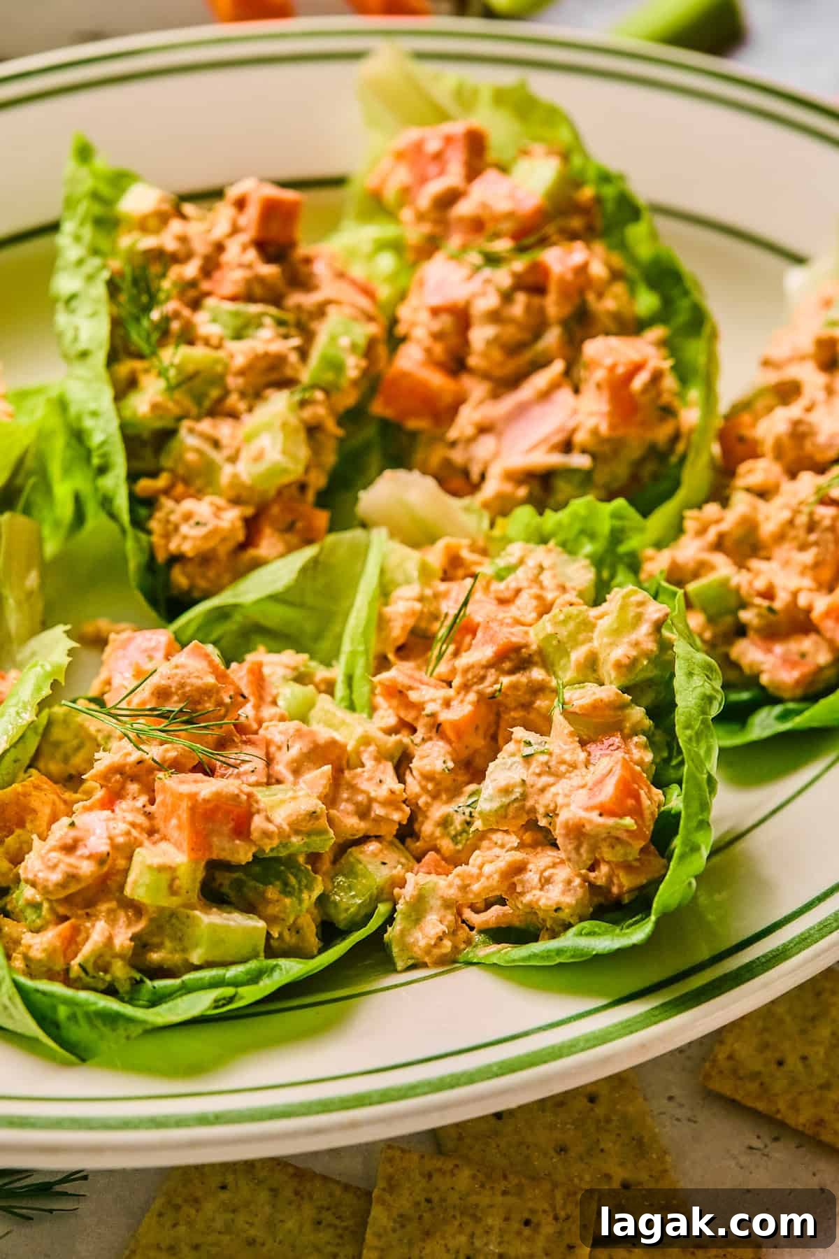 High-Protein Buffalo Tuna Salad Recipe for Meal Prep 6 buffalo tuna salad served on lettuce cups