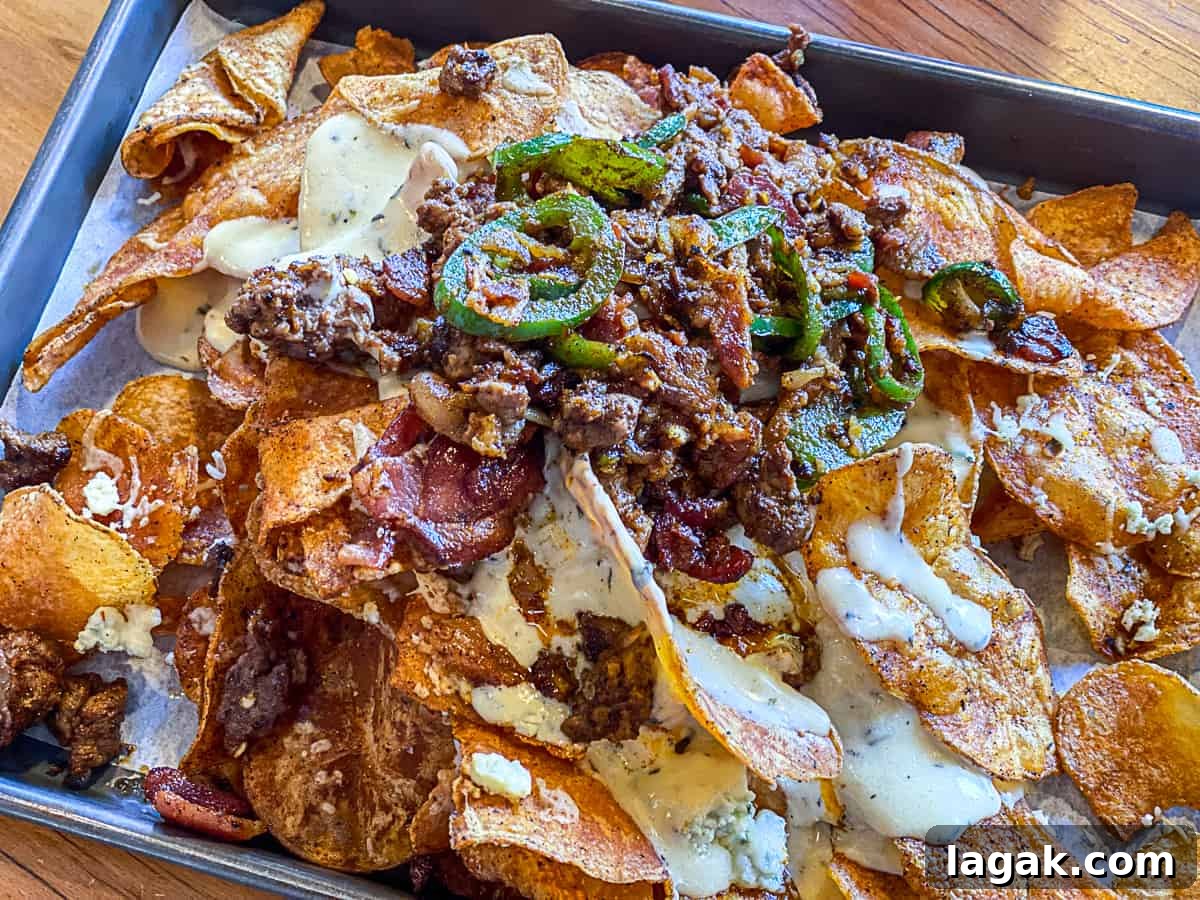 Top Portland Lunch Spots for Spring & Summer 2022 4 Steak and Gorgonzola Nachos from Portland Bar 10 Barrel Brewing Pub in NW Pearl PDX