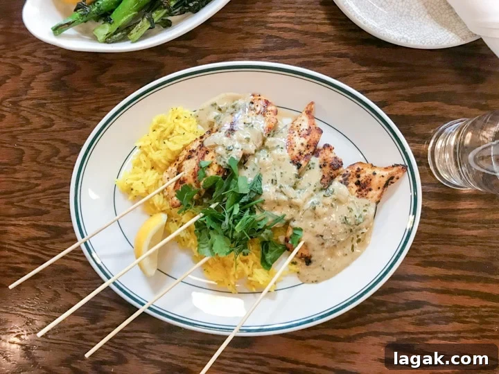 Top Portland Lunch Spots for Spring & Summer 2022 6 rosa rosa lunch menu chicken kebabs with saffron rice_7113